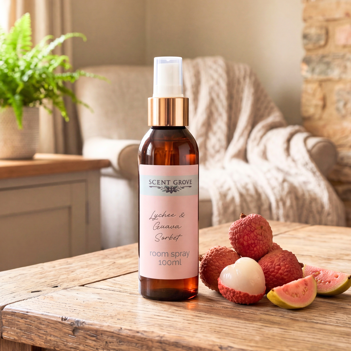 Lychee & Guava Sorbet Scented Air Freshener Spray multi purpose for car, home, room