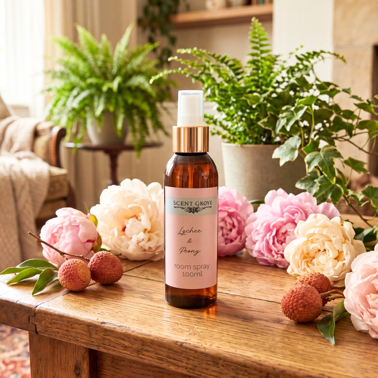 Lychee & Peony Scented Air Freshener Spray multi purpose for car, home, room