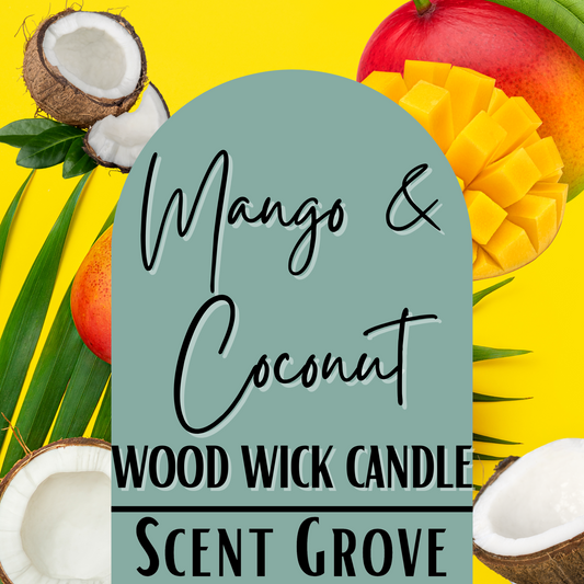 Mango & Coconut scented Wood Wick Soy Candle
