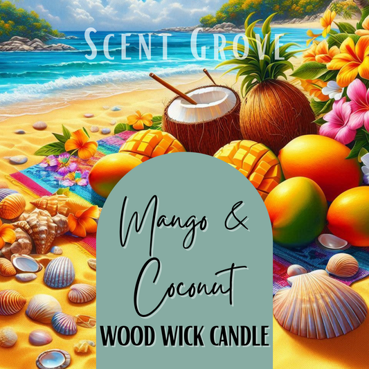 Mango & Coconut scented Wood Wick Soy Candle