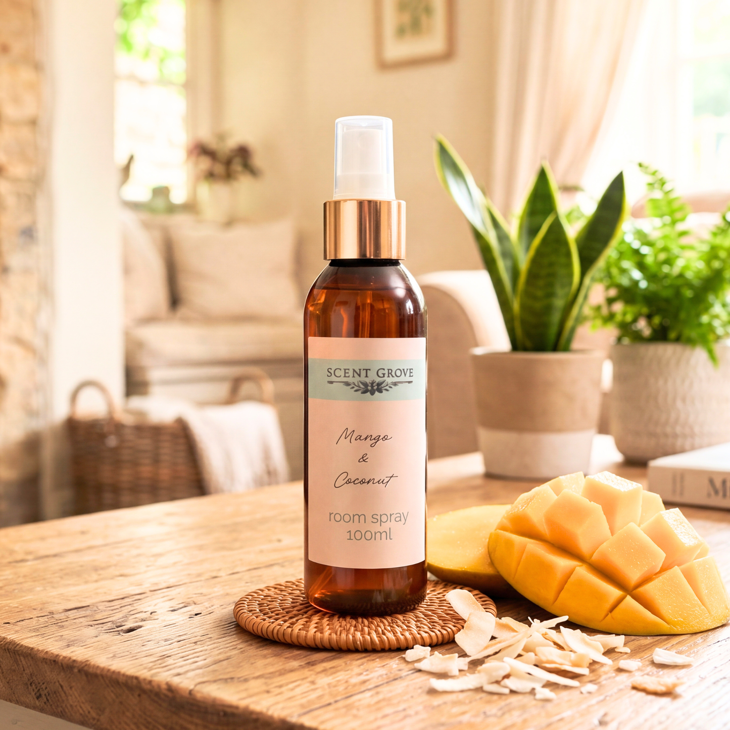 Mango & Coconut Scented Air Freshener Spray multi purpose for car, home, room