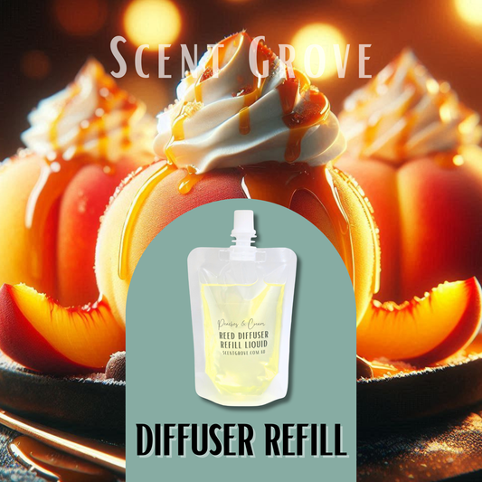 Peaches & Cream Scented Diffuser Refill Liquid 100ml Clear Pouch