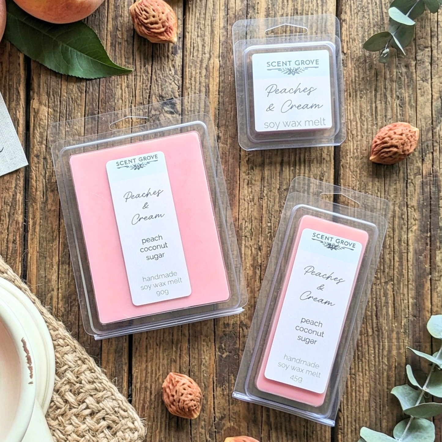 Peaches & Cream scented soy wax melt
