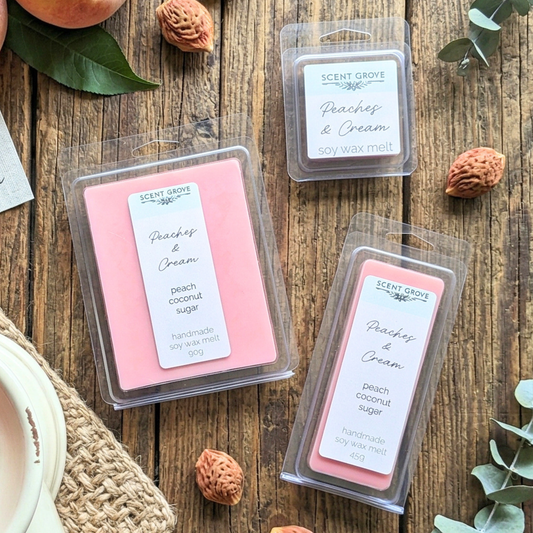 Peaches & Cream scented soy wax melt