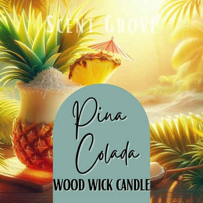 Pina Colada scented Wood Wick Soy Candle