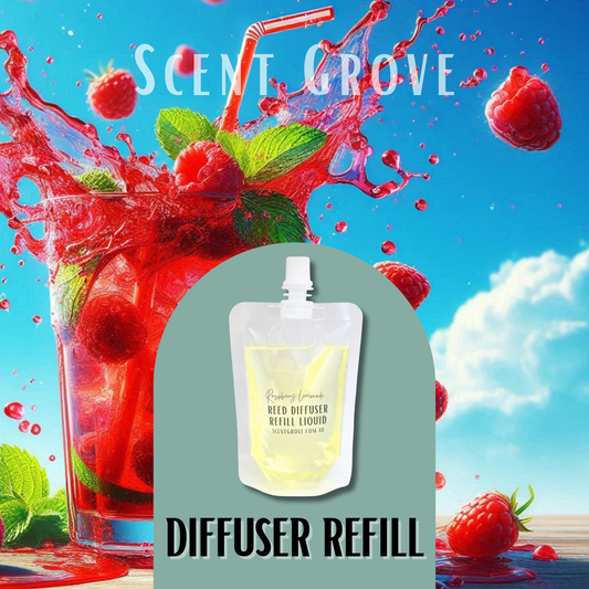 Raspberry Lemonade Scented Diffuser Liquid Refill 100ml Clear Pouch