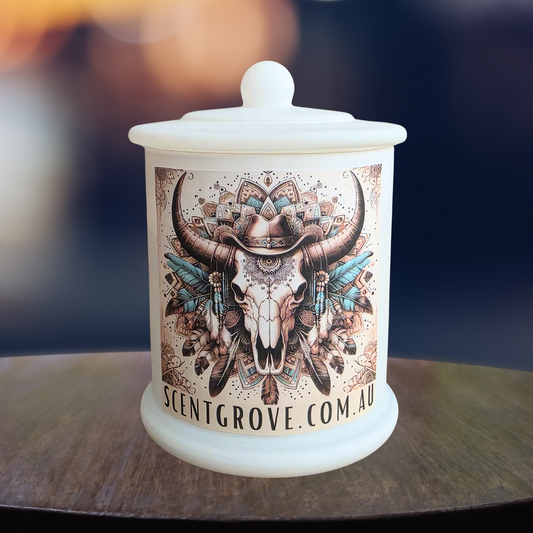 Country Western Wood Wick Soy Candle XL matte white jar