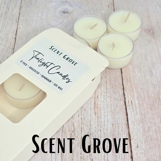 Unscented Soy Wax Tealight Candles x6 in small plastic cup