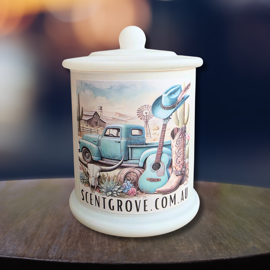 Country Western Wood Wick Soy Candle XL matte white jar