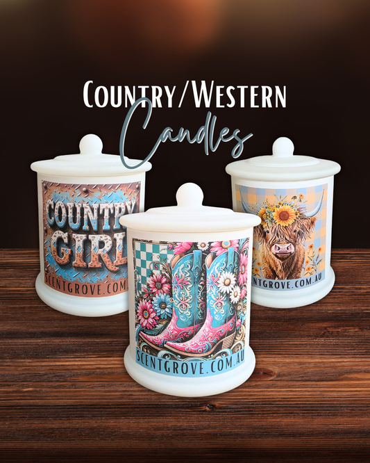 Country Western Wood Wick Soy Candle XL matte white jar