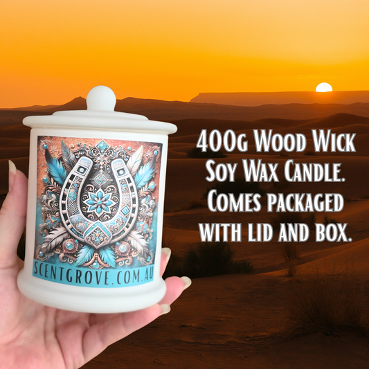 Country Western Wood Wick Soy Candle XL matte white jar