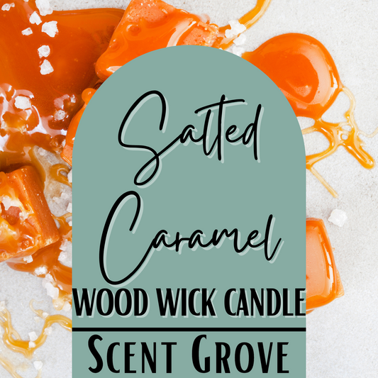 Salted Caramel scented Wood Wick Soy Candle