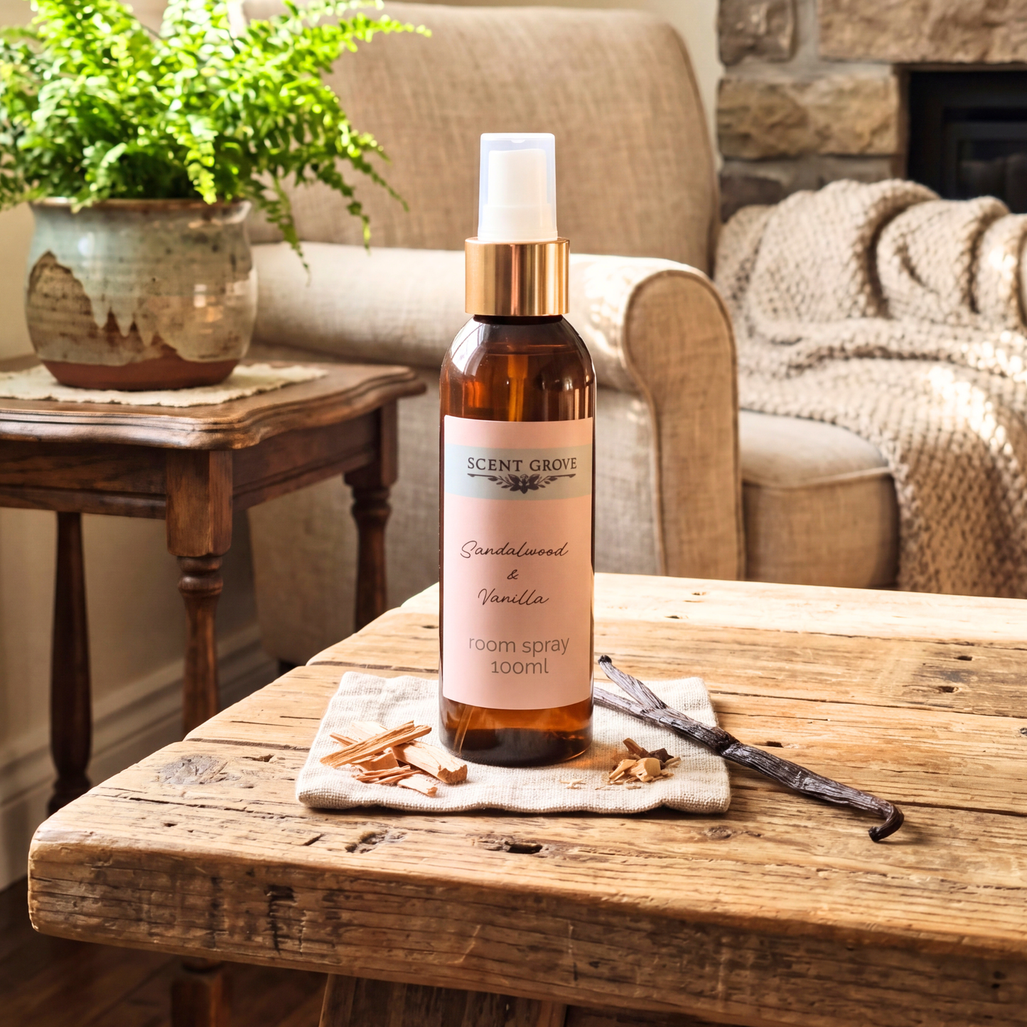 Sandalwood & Vanilla Scented Room spray Air Freshener multi purpose for car, home, room