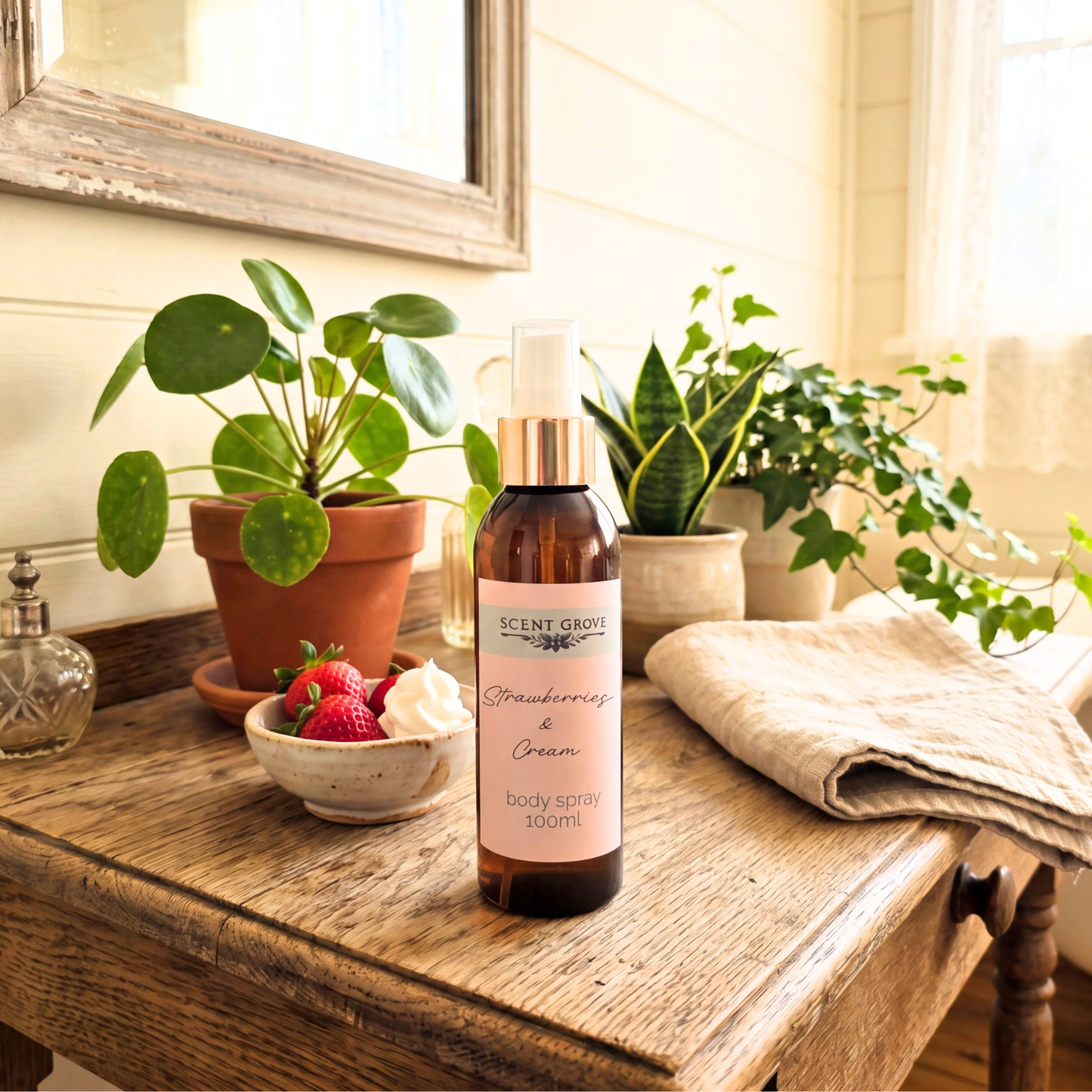 Strawberries & Cream scented body mist spray 100ml