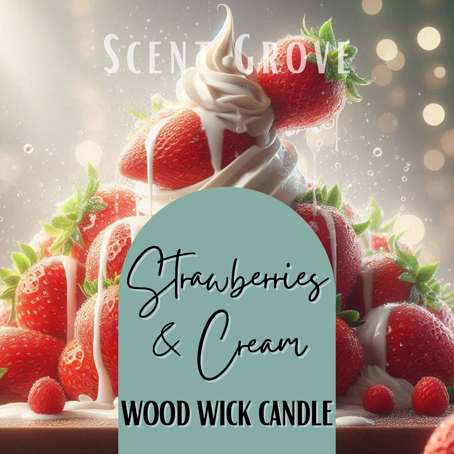 Strawberries & Cream scented Wood Wick Soy Candle