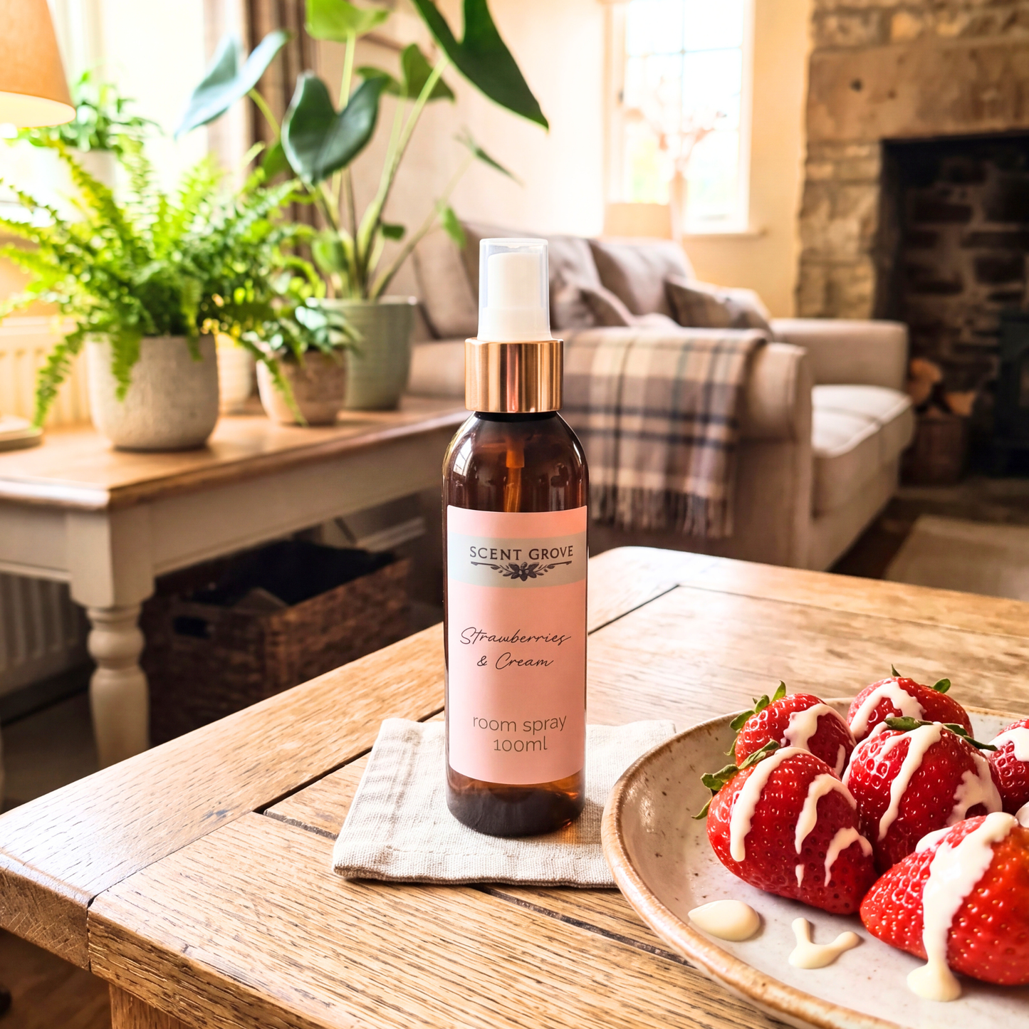 Strawberries & Cream Scented Air Freshener Spray multi purpose for car, home, room