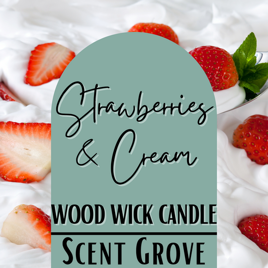Strawberries & Cream scented Wood Wick Soy Candle