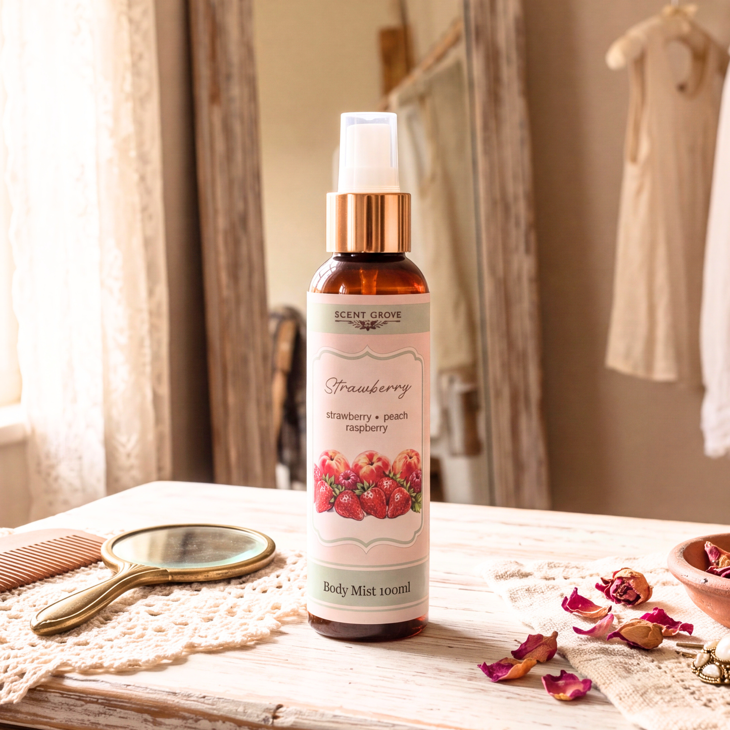 Strawberry scented body mist spray 100ml