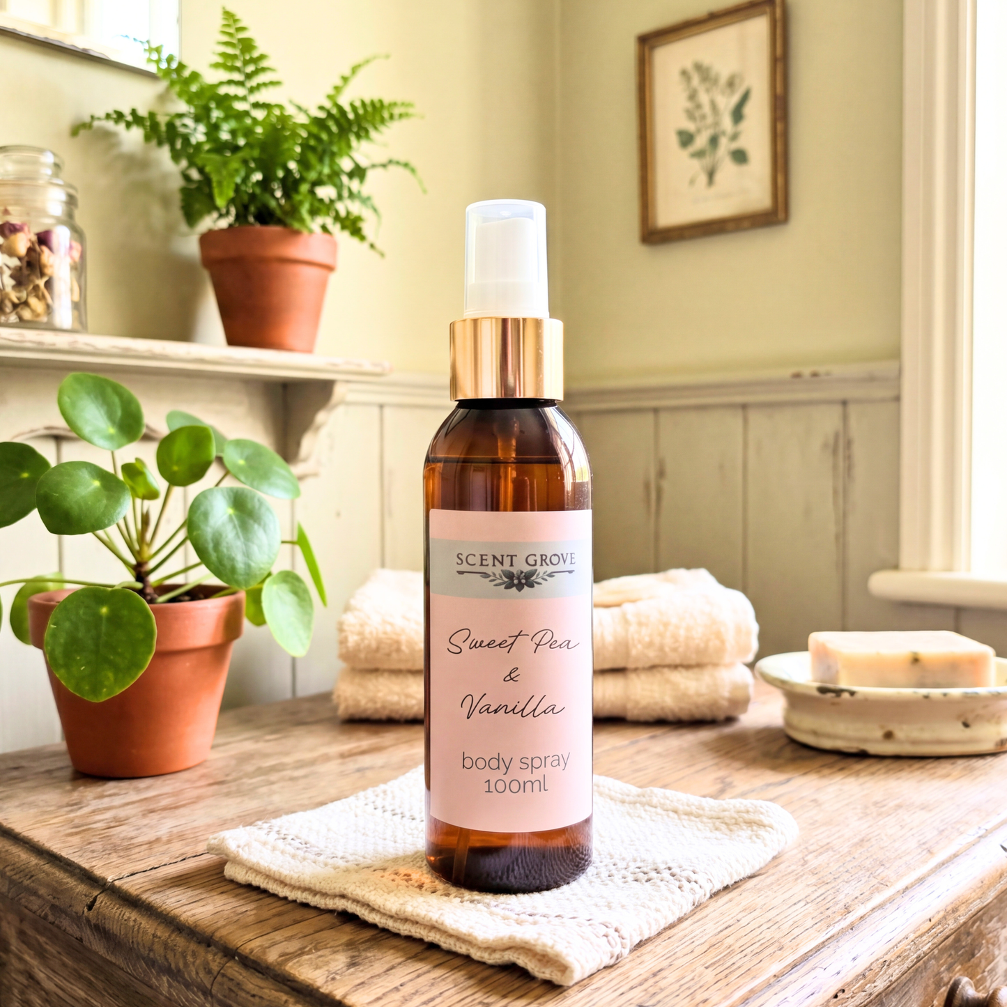 Sweet Pea & Vanilla scented body mist spray 100ml
