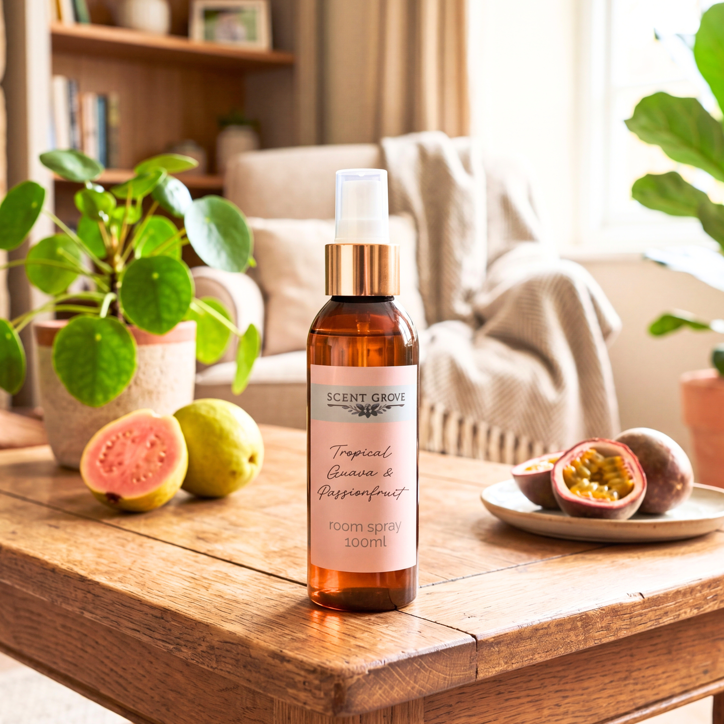 Tropical Guava & Passionfruit Scented Air Freshener Spray multi purpose for car, home, room