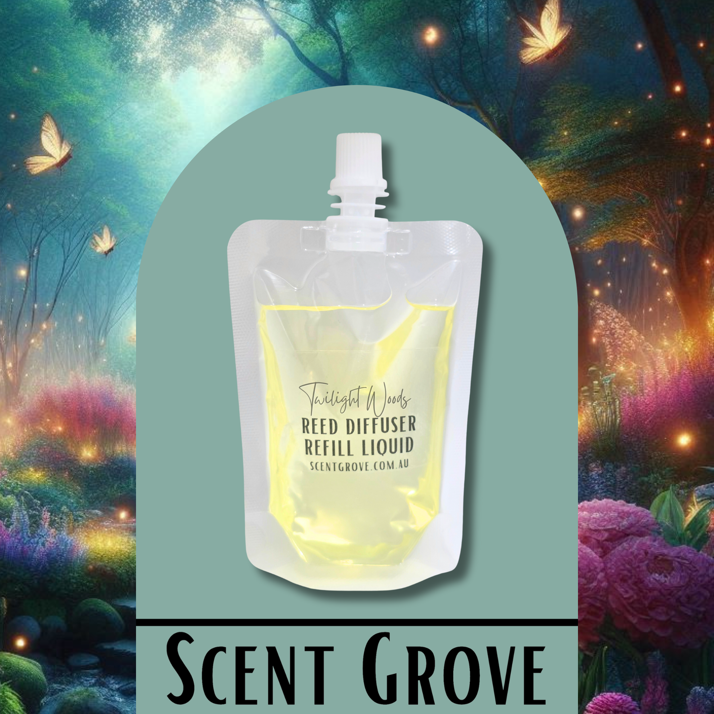 Twilight Woods Scented Diffuser Liquid Refill 100ml Clear Pouch