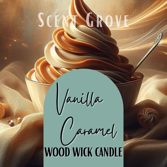 Vanilla Caramel scented Wood Wick Soy Candle