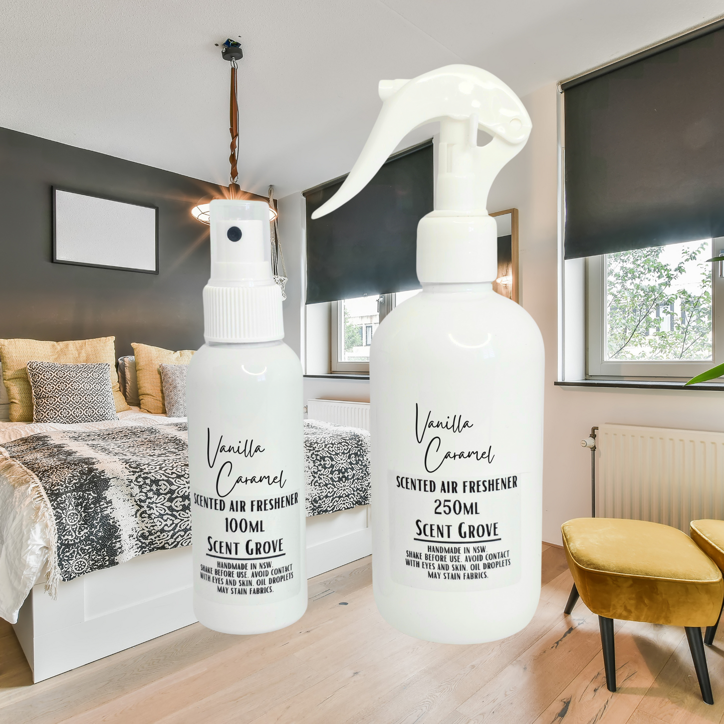 Vanilla Caramel Scented Air Freshener Spray multi purpose for car, home, room