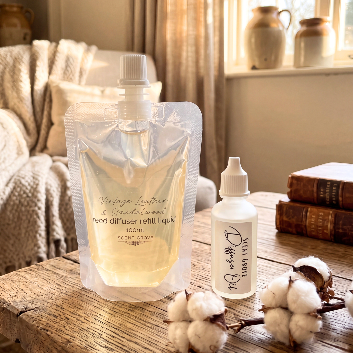 Vintage Leather & Sandalwood Scented Diffuser Refill Liquid