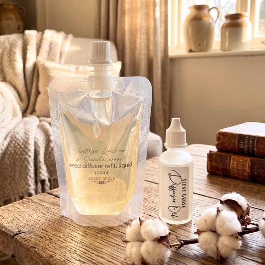 Vintage Leather & Sandalwood Scented Diffuser Refill Liquid